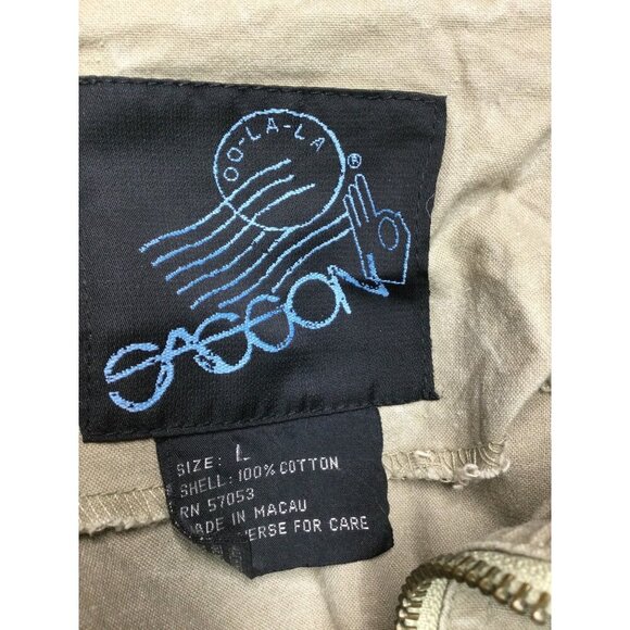 Vintage Sasson Utility Chore Jacket Collared Pockets Elastic Cuffs Size Large - Picture 5 of 6